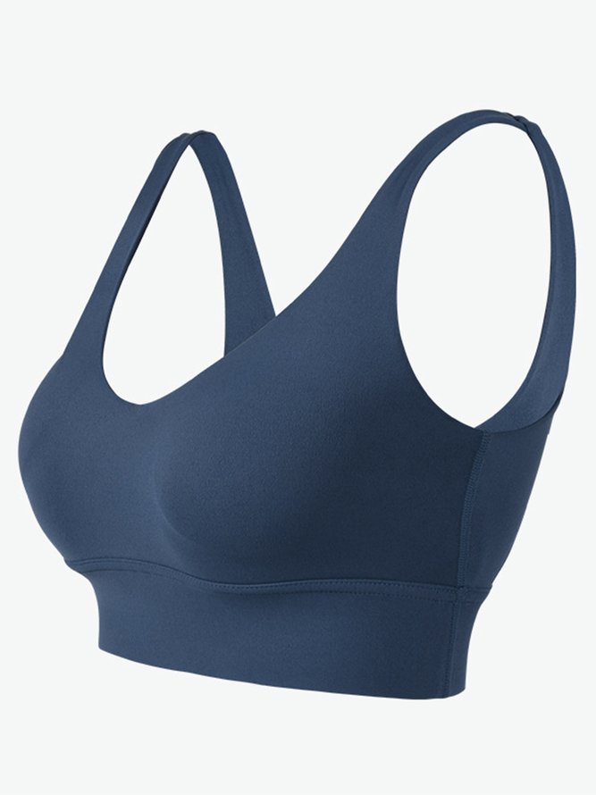 Plain Casual Crew Neck Sports Bra