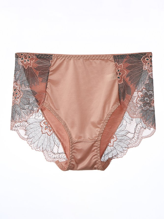 Breathable High Elastic Sexy Exquisite Lace Mid Waist Panties
