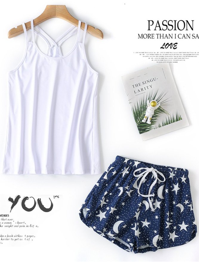 Breathable Loose Comfortable Floral Camisole Pajama Set
