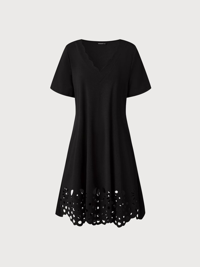 V Neck Plain Elegant Cut Out HemCasual Mini Prom Dress