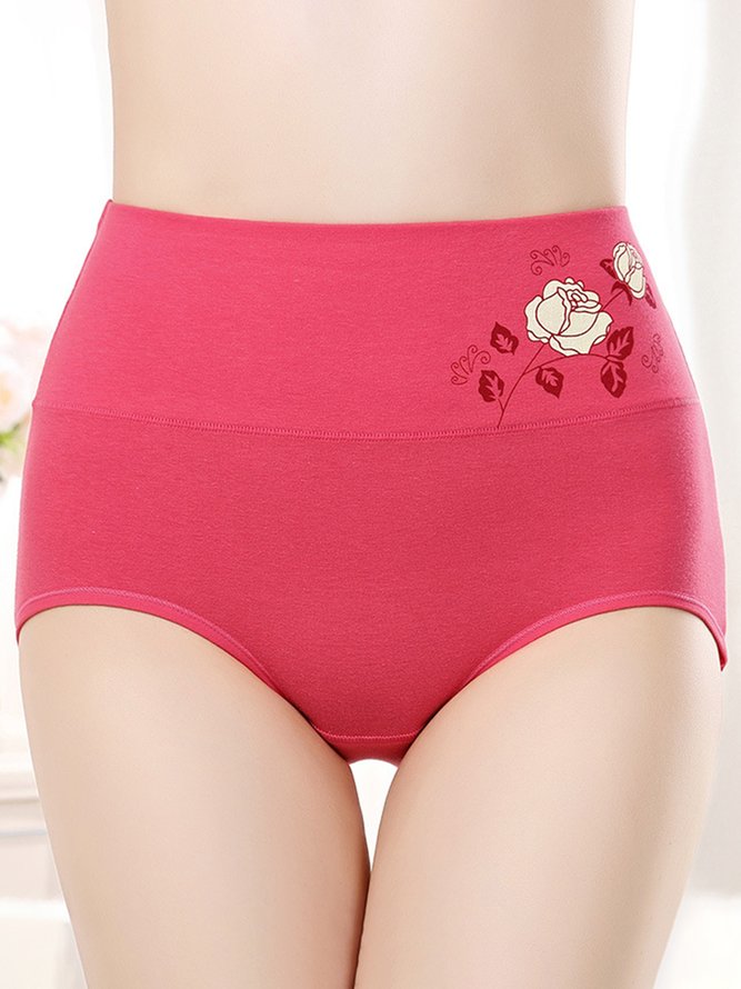 Floral Cotton High Waist Briefs