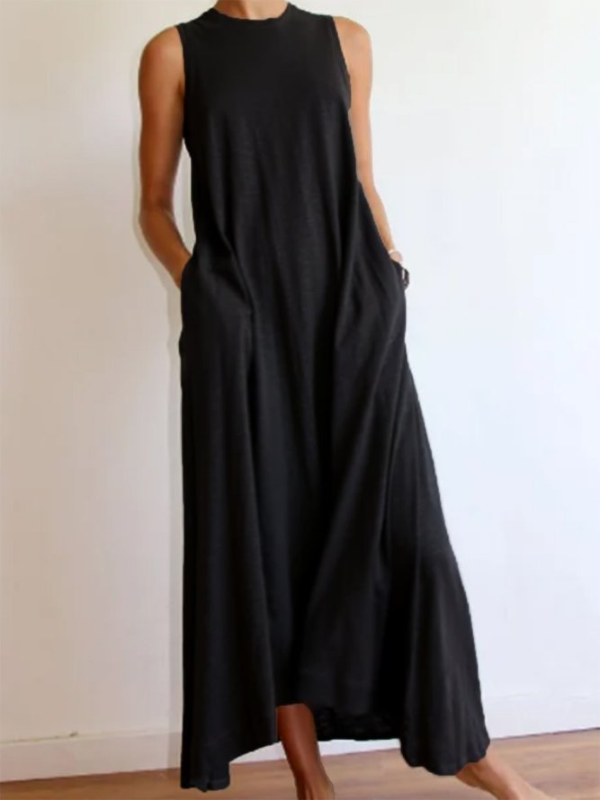 Round Neck Loosen Solid Knitting Dress