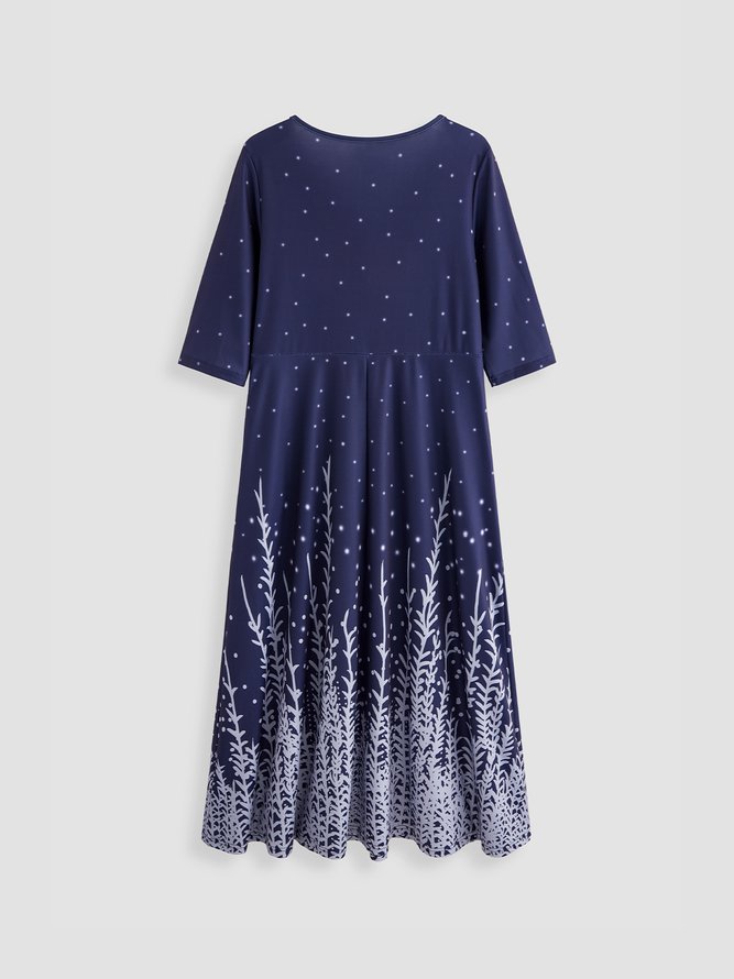 V Neck Ombre Casual Midi Dress
