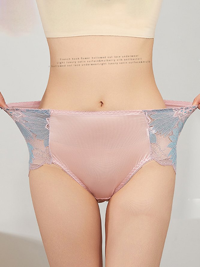 Breathable High Elastic Sexy Exquisite Lace Mid Waist Panties