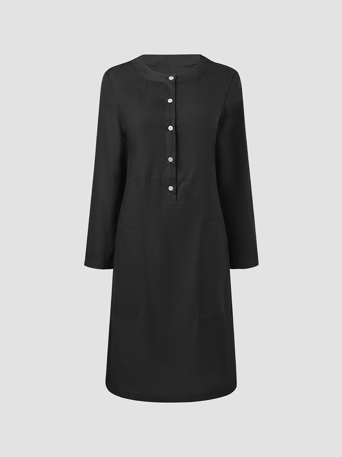 Buttoned Down Pockets Dress