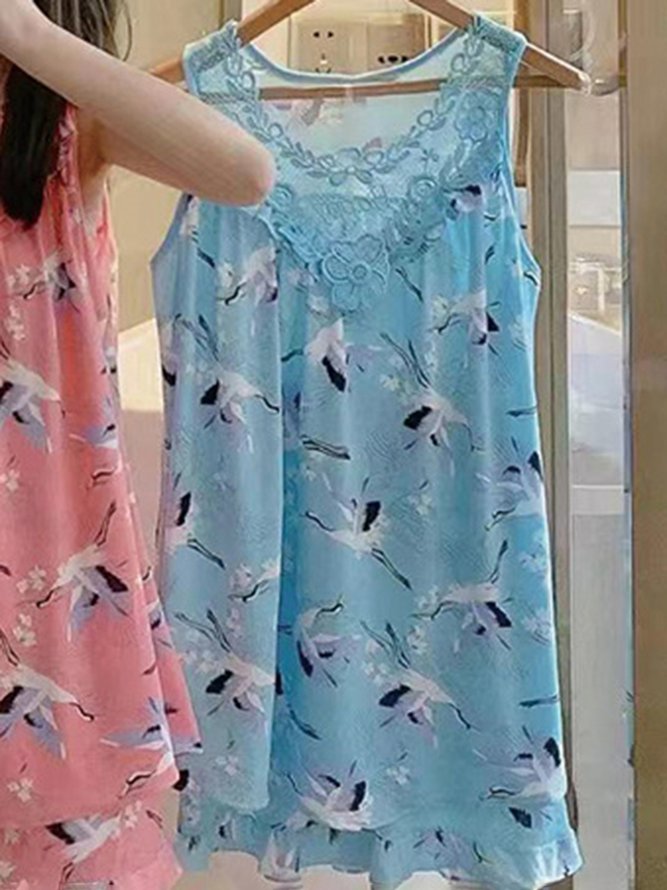 Breathable Comfort Style Lace Floral Elegant Romantic Pajama Set