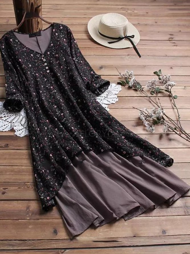 V Neck Women Weaving Dress A-Line Going Out Boho Cotton Weaving Dress