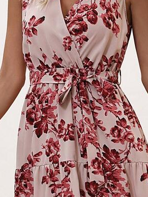 Loose Floral Casual Lace-Up Dress