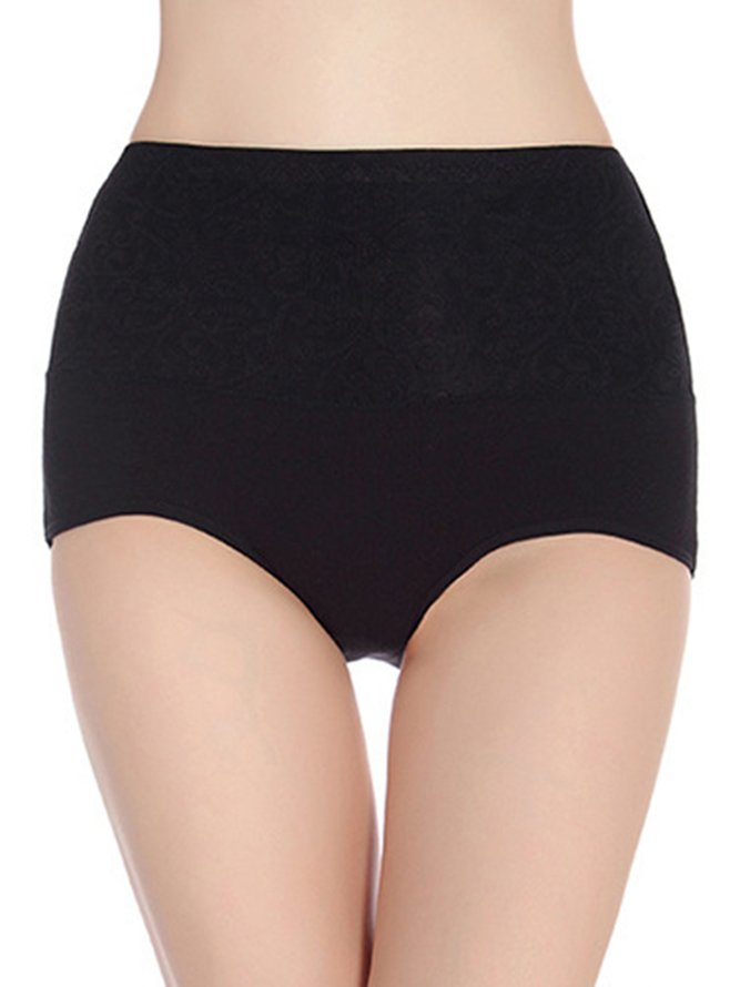 Jacquard Cotton Breathable High Waist Briefs