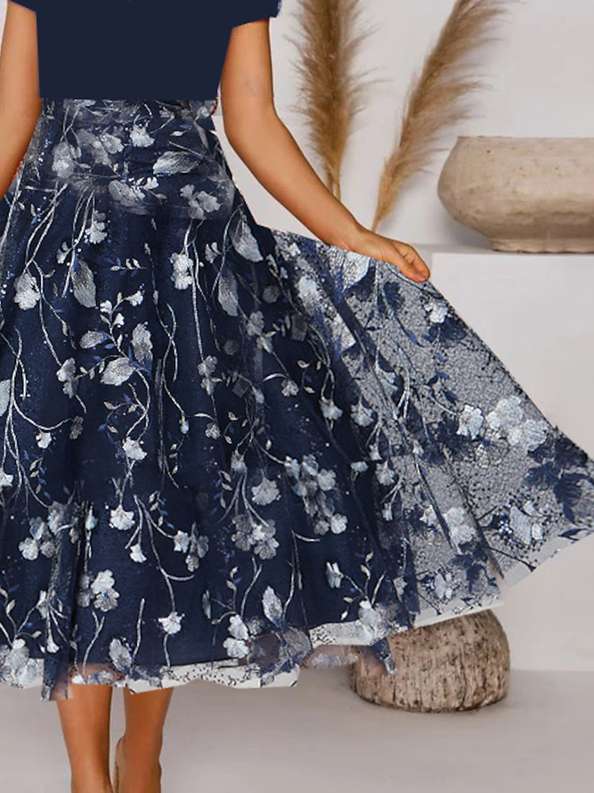 Regular Fit Crew Neck Elegant Dress