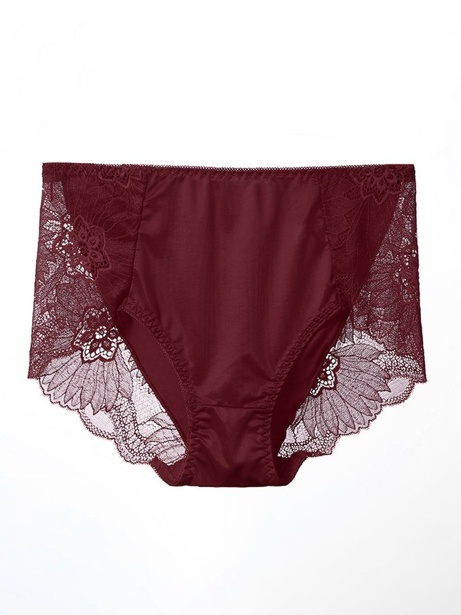 Breathable High Elastic Sexy Exquisite Lace Mid Waist Panties