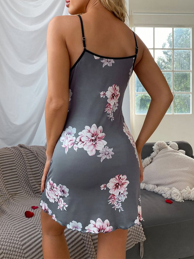 Floral Half-print Camisole Nightdress