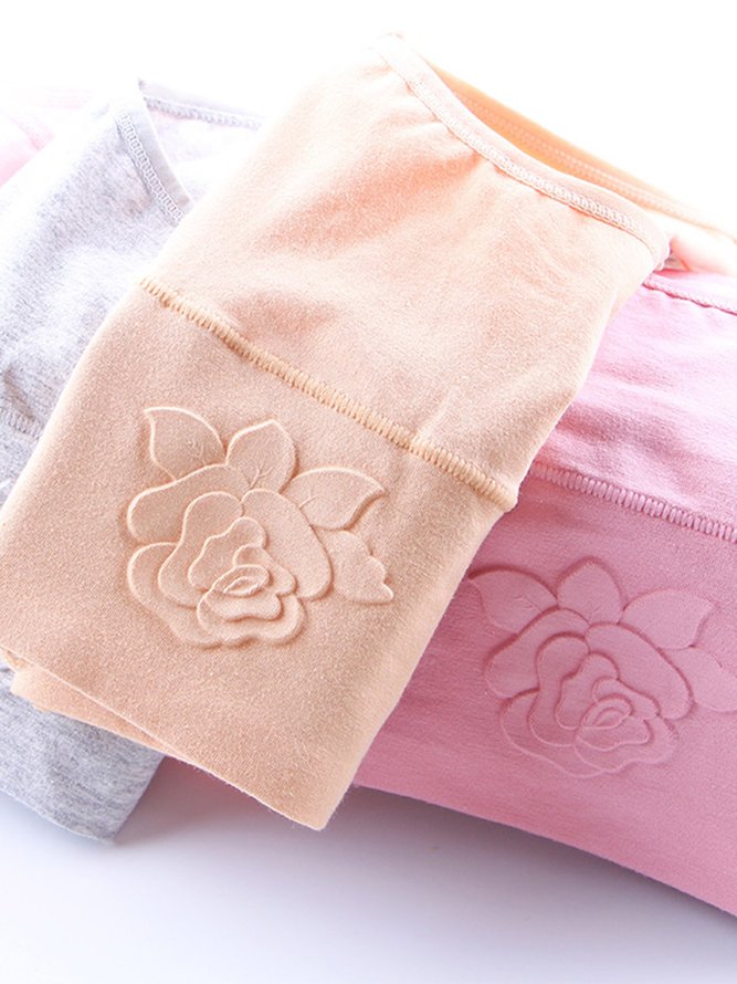 Embossed Cotton High Waist Tummy Control Briefs