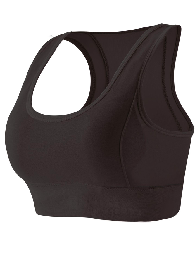 Casual Plain Crew Neck Sports Bra