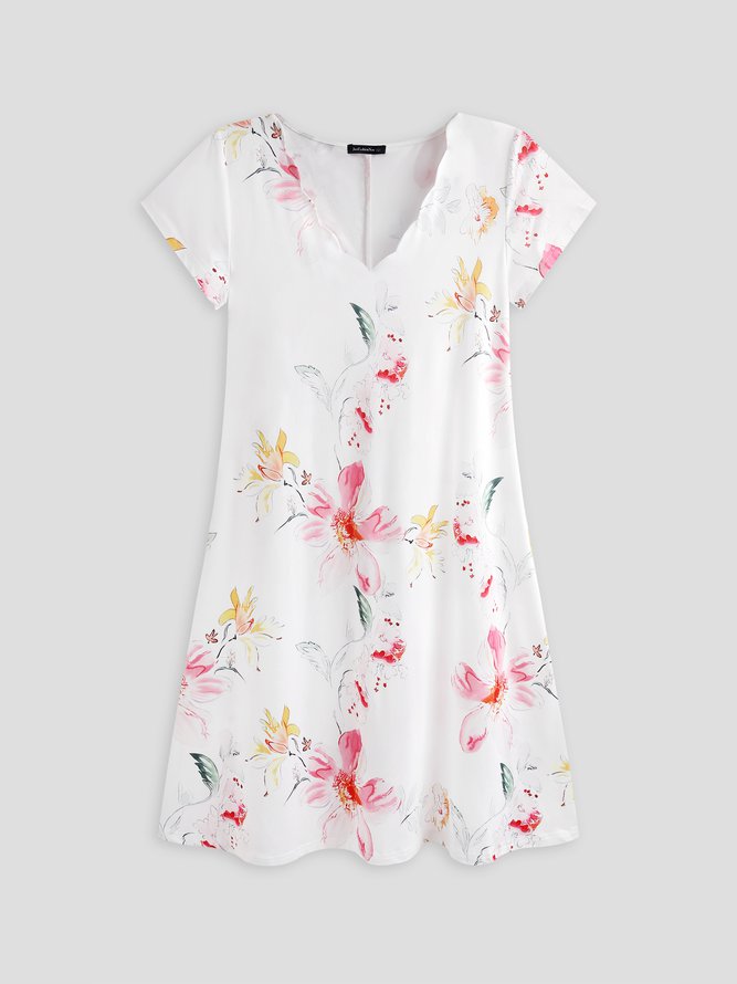 Women's A Line Dress Midi Dress Half Sleeve Floral Ruched Print Spring Summer V Neck Casual Modern
