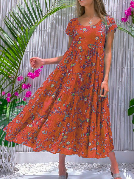 Blue Cotton-Blend Sleeveless Casual Weaving Dress