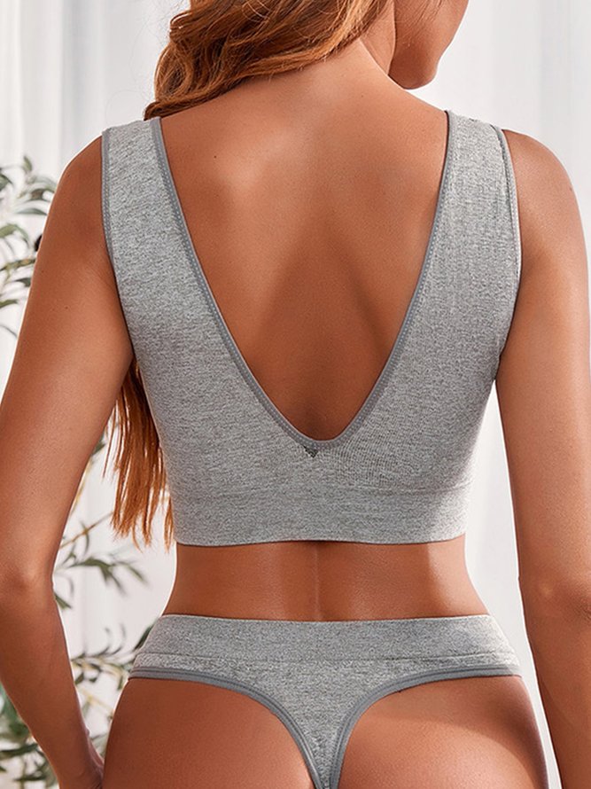 Plain V Neck Sports Bra