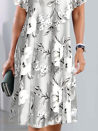 Loose Crew Neck Casual Dress With No Belt