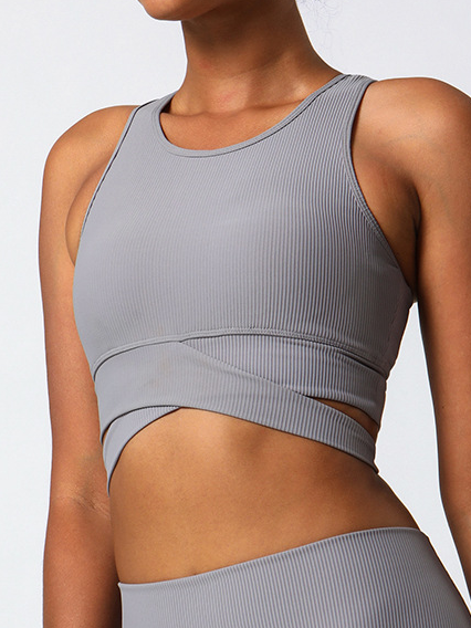 Plain Crew Neck Casual Sports Bra