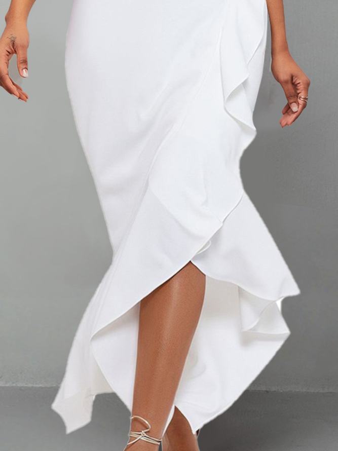 Strappy Cold Shoulder White Short Sleeve Dress