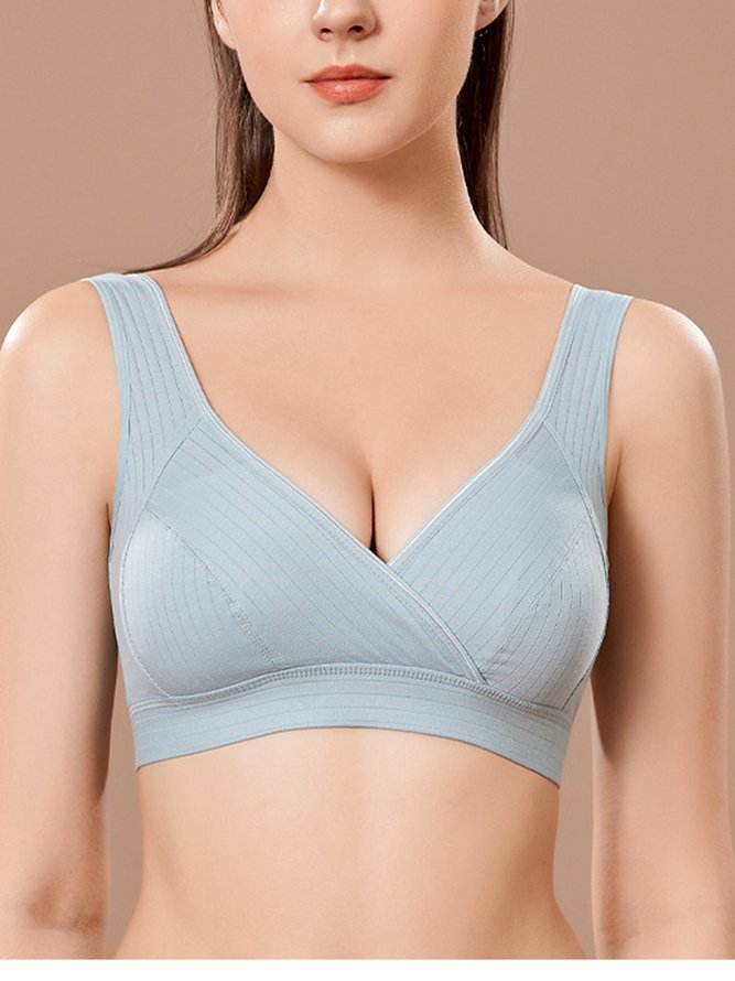 Cross Neck Casual Plain Bra & Bralette