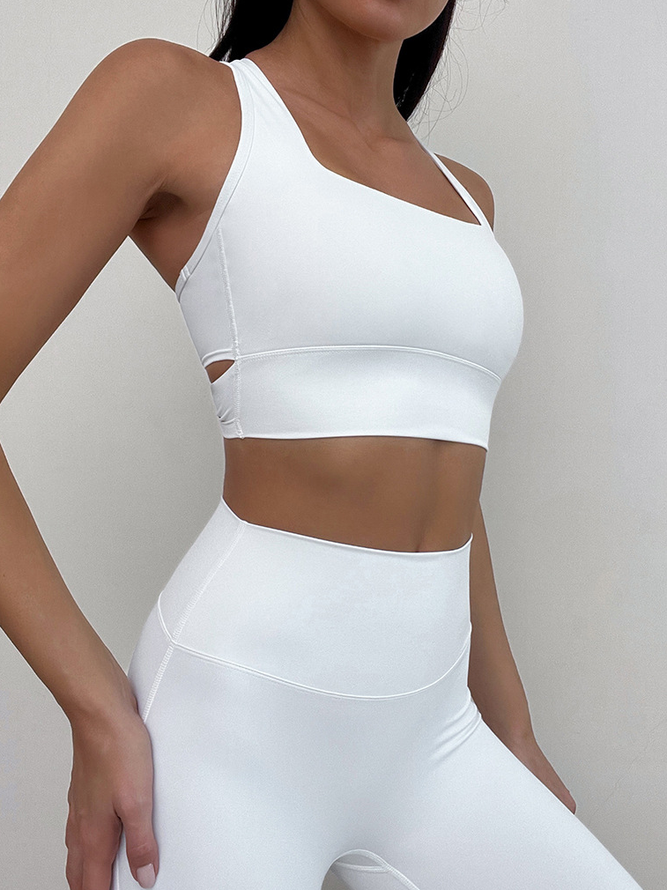 Knitted Casual Plain Sports Bra