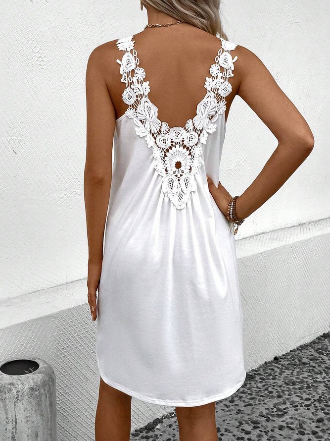 Womens Plain Loose V Neck Elegant Dresses