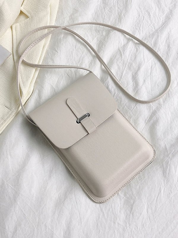 Casual Plain Leather Messenger Bag Women Daily Commuting Urban