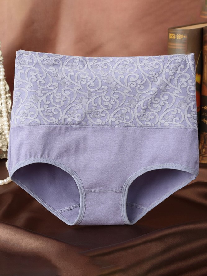 Jacquard Cotton Breathable High Waist Briefs