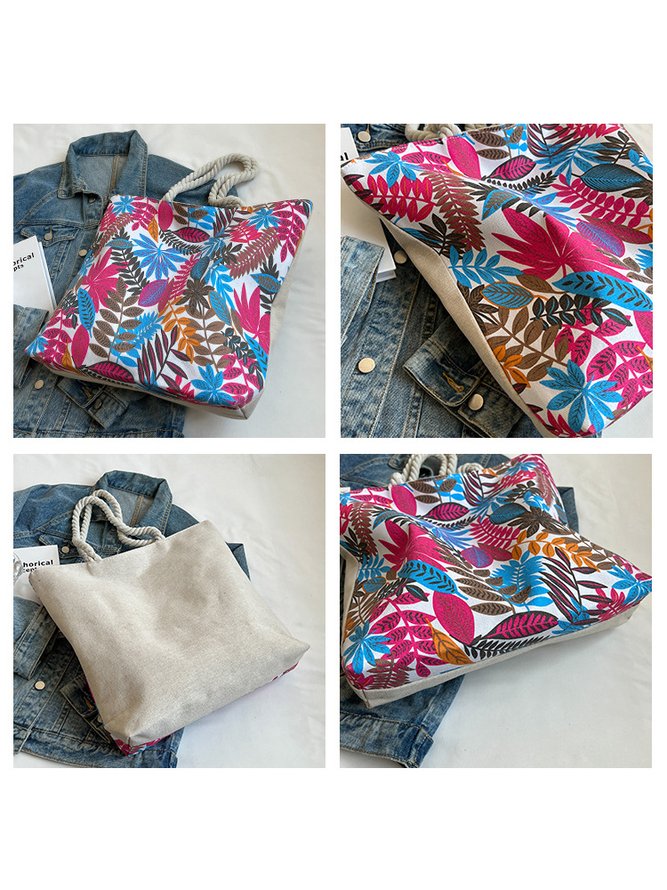 Bohemia Tropical Plant Pattern Large Capacity Shoulder Bag Casual Urban Women's Tote Bag