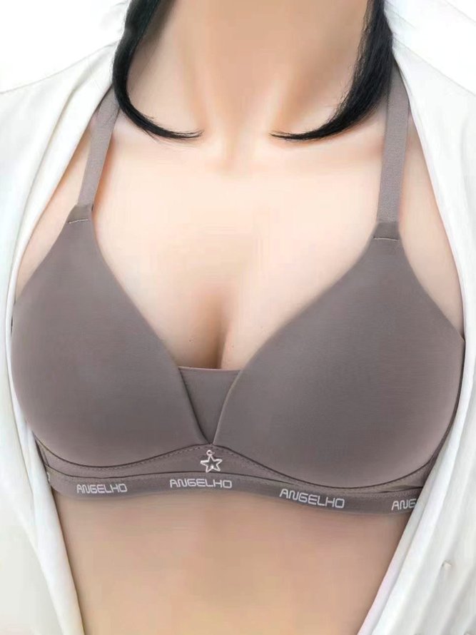 Breathable Comfort Text Light Cup Bra & Bralette