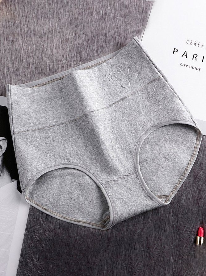 Embossed Cotton High Waist Tummy Control Briefs