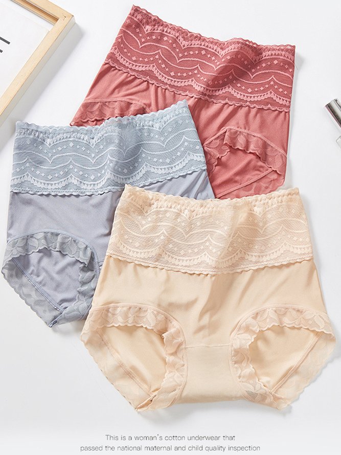 Breathable High Elastic Casual High Waist Lace Briefs Panty