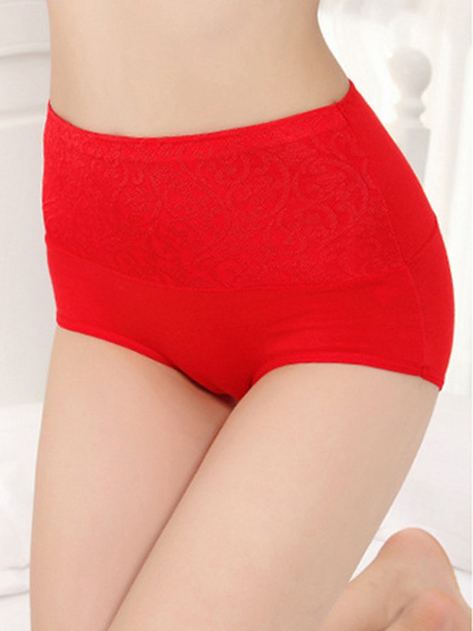 Jacquard Cotton Breathable High Waist Briefs
