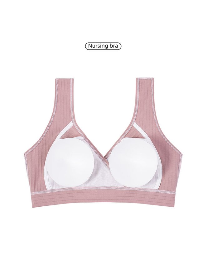 Cross Neck Casual Plain Bra & Bralette