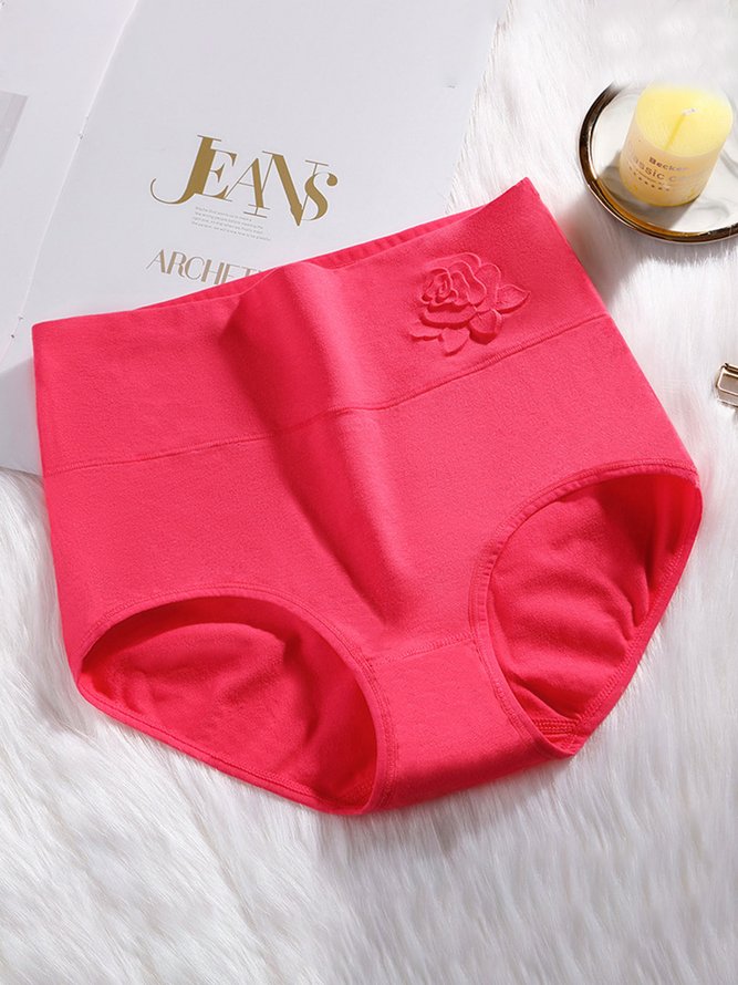 Embossed Cotton High Waist Tummy Control Briefs