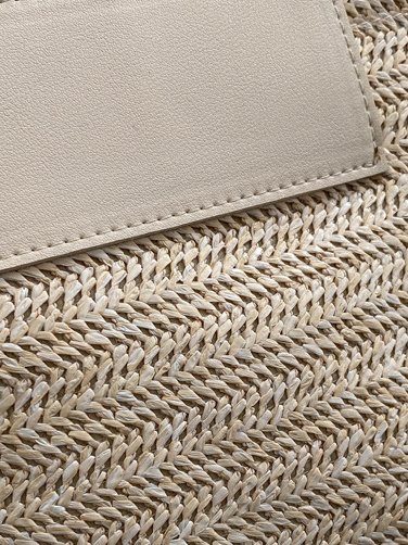 Casual Leather Straw Stitching Clutch Urban Vacation Women's Messenger Bag