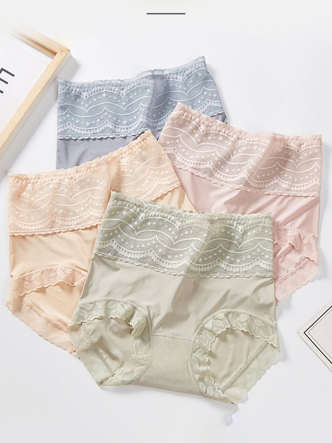Breathable High Elastic Casual High Waist Lace Briefs Panty