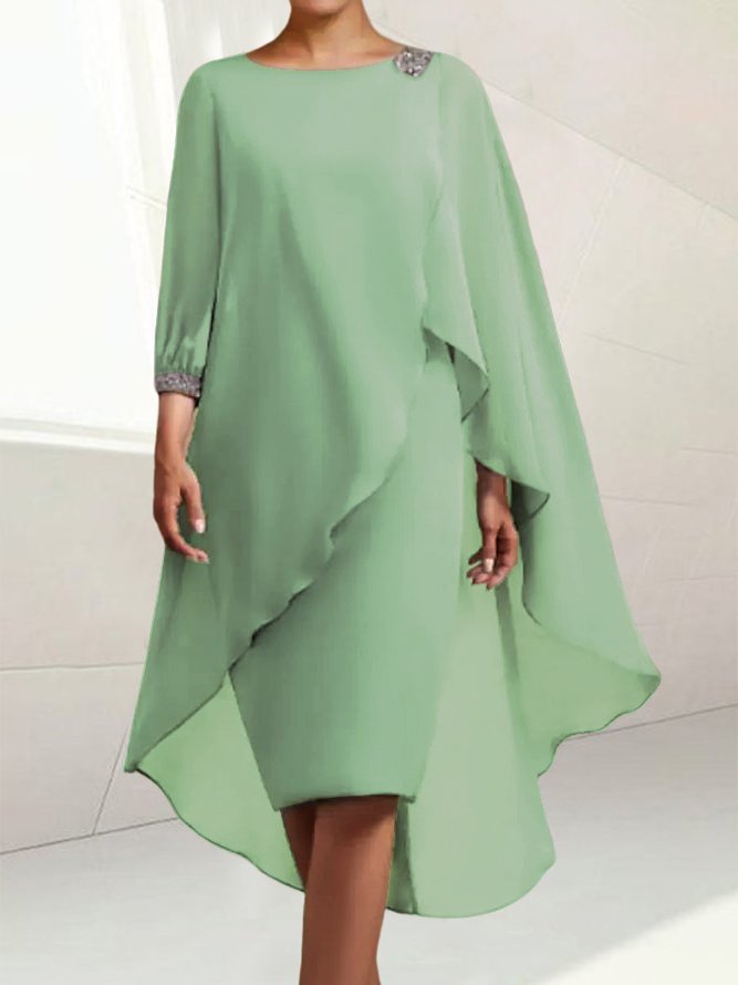 Elegant Chiffon Stitching High Elastic Split Joint Wedding Guest Formal Dress