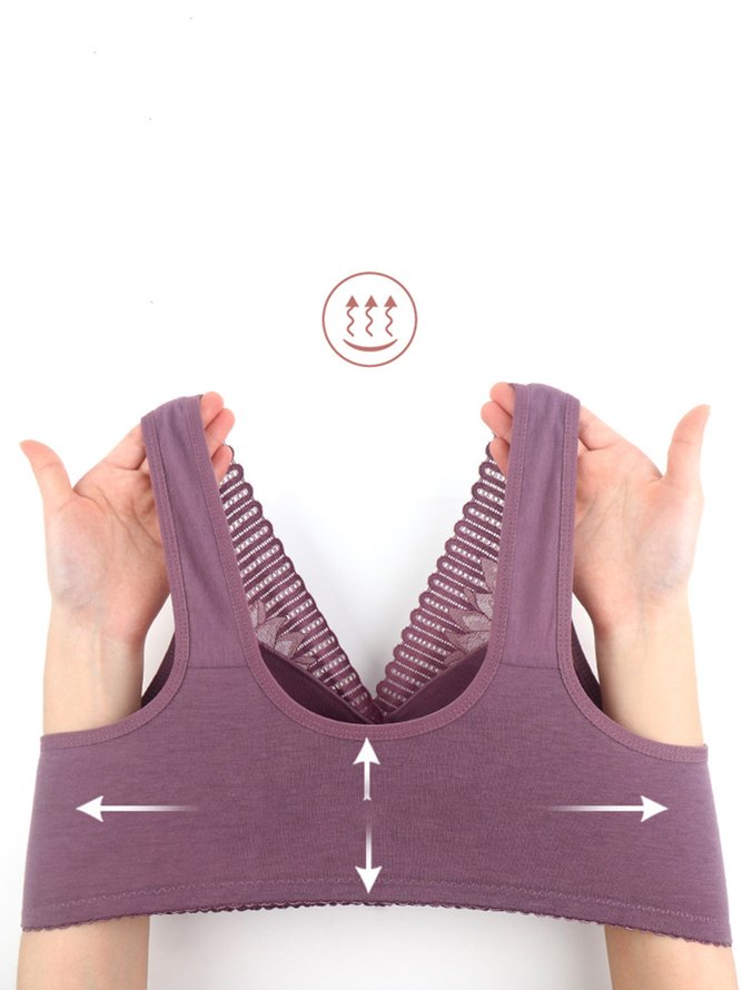 Breathable Cotton Lace Front Button Bra & Bralette