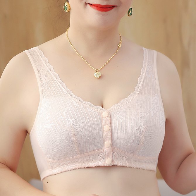 Breathable Casual Lace Front Button Tank Top Bra & Bralette