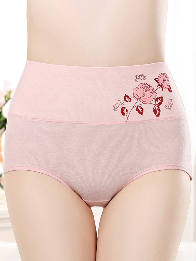 Floral Cotton High Waist Briefs