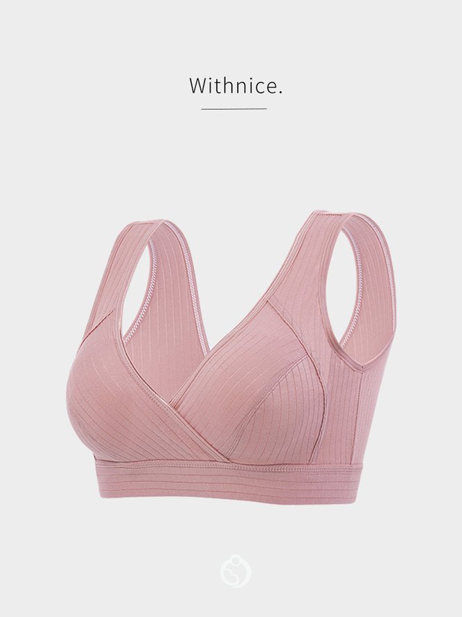 Cross Neck Casual Plain Bra & Bralette