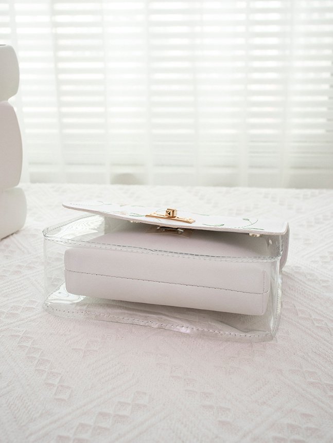 Urban Casual Flower Embroidered Leather Double Layer Messenger Bag Women