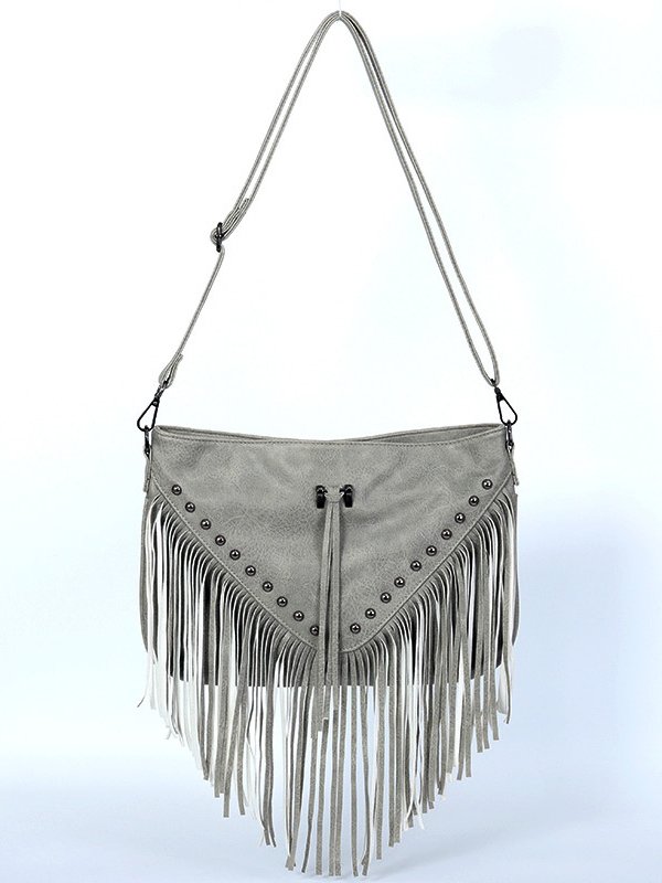 Retro Leather Tassel Messenger Bag Western Style Music Festival Women's Shoulder Bag