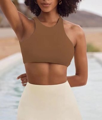 Crew Neck Plain Casual Sports Bra