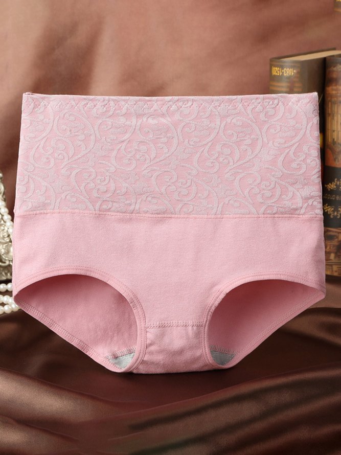 Jacquard Cotton Breathable High Waist Briefs