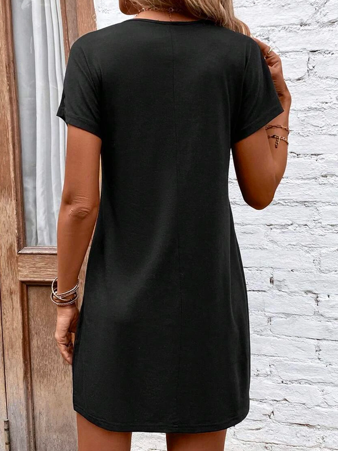 Plain Lace Elegant Guipure Lace Panel Batwing Sleeve Tee Dress