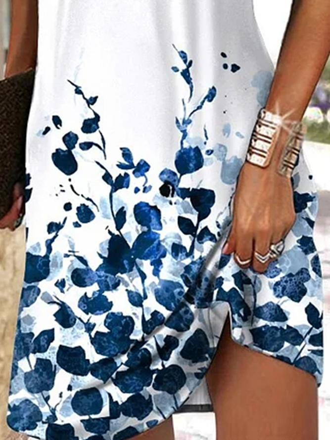 Notched Floral Casual Regular Fit Dress