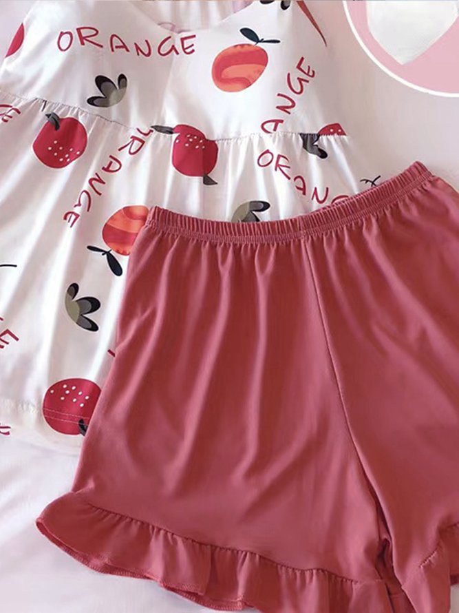 Fruit-Print Casual Pajama Set